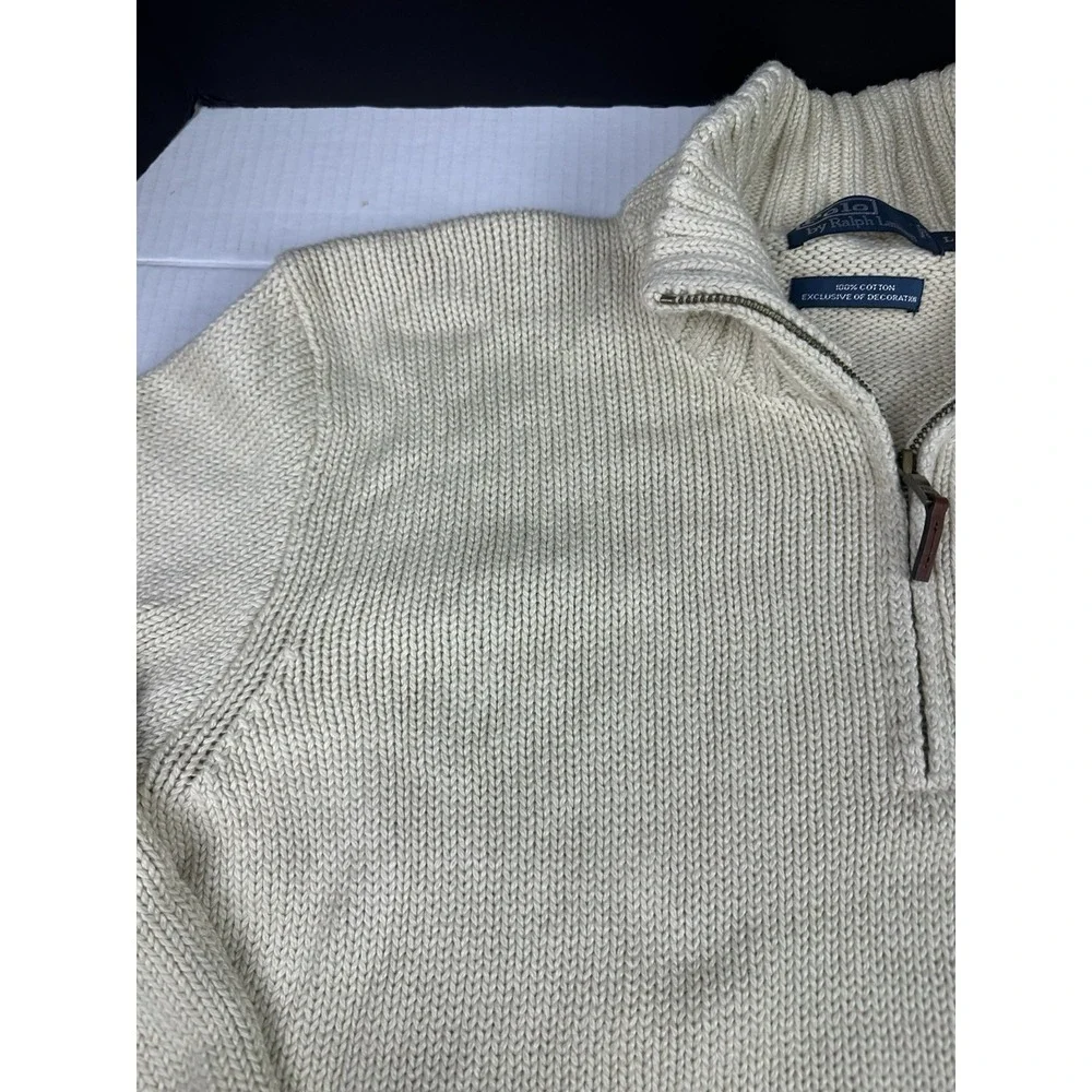 Vintage Polo Ralph Lauren Ivory/Cream Mens Cotton Mock Neck Sweater